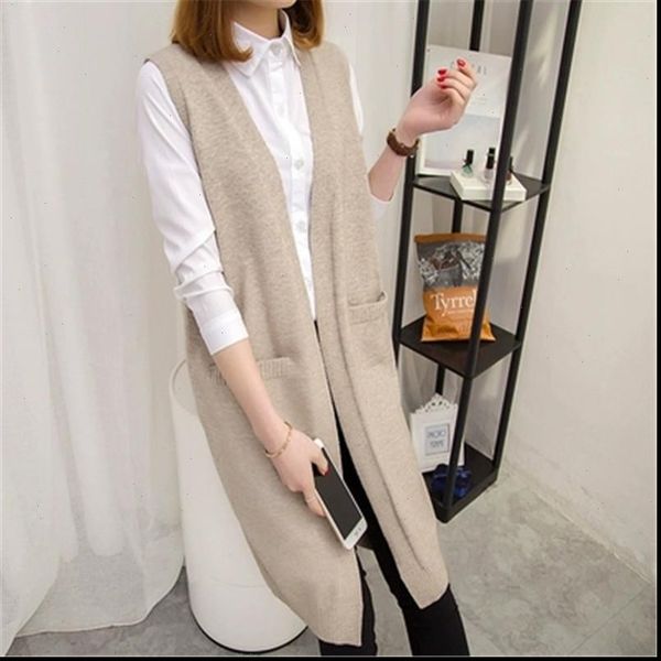 autumn sweater female 2021 new loose long section knitted outer vest sleeveless cardigan sweater jumper outerwear coats pz1240, White;black
autumn sweater female 2021 new loose long section knitted outer vest sleeveless cardigan sweater jumper outerwear coats pz1240, White;black
