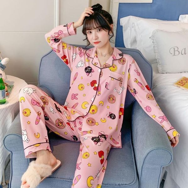print pajamas sets for women cute sailor moon long sleeve cotton sleepwear pink pijama mujer female nightsuit homewear, Black;red
print pajamas sets for women cute sailor moon long sleeve cotton sleepwear pink pijama mujer female nightsuit homewear, Black;red
