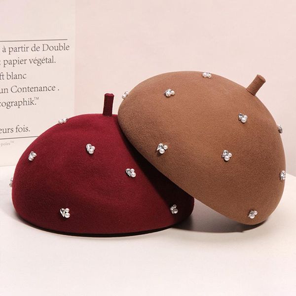 berets ins fashion women's 100% wool beret rhinestone beanies warmer winter hat boina feminina travel, Blue;gray
berets ins fashion women's 100% wool beret rhinestone beanies warmer winter hat boina feminina travel, Blue;gray