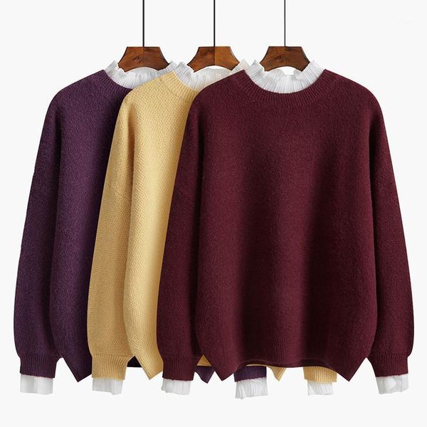 women's sweaters fake two-piece sweater loose princess sleeves autumn invierno pullover lazy wind knitted sweateres 2021 z315, White;black
women's sweaters fake two-piece sweater loose princess sleeves autumn invierno pullover lazy wind knitted sweateres 2021 z315, White;black