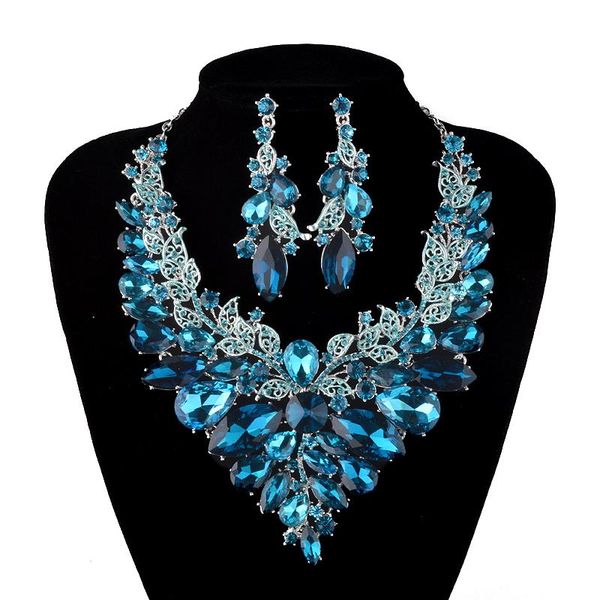 style jewellery blue and champagne crystal necklace earrings bridal jewelry sets for brides party wedding accessories, Silver
style jewellery blue and champagne crystal necklace earrings bridal jewelry sets for brides party wedding accessories, Silver