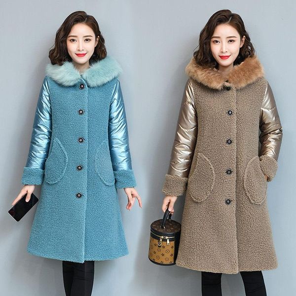 women's fur & faux 2021 est autumn and winter mid-length coat with particle pile loop fleece collar lamb velvet jacket m96, Black
women's fur & faux 2021 est autumn and winter mid-length coat with particle pile loop fleece collar lamb velvet jacket m96, Black