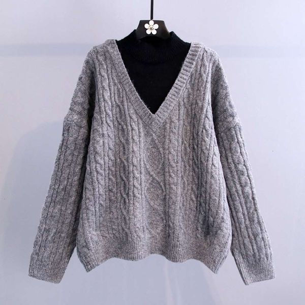 two high necked sweaters for women's loose fake clothing autumn winter new twist knitwear and bottom coat luxury, White;black
two high necked sweaters for women's loose fake clothing autumn winter new twist knitwear and bottom coat luxury, White;black