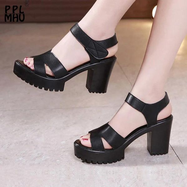 sandals black pu leather peep toe platform shoes retro hook & loop office lady gear non-slip women outside wear high heels
sandals black pu leather peep toe platform shoes retro hook & loop office lady gear non-slip women outside wear high heels