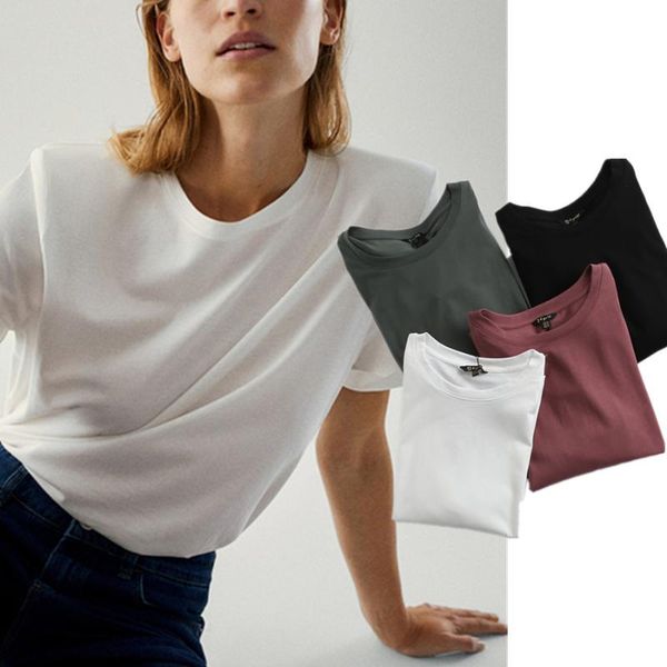 women's t-shirt withered england style fashion simple shoulder pads solid casual summer t shirt women camisetas verano mujer 2021100%co, White 
women's t-shirt withered england style fashion simple shoulder pads solid casual summer t shirt women camisetas verano mujer 2021100%co, White