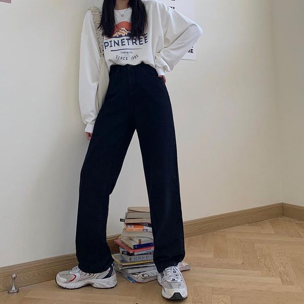 women's jeans dd0124 korean style loose and thin high-waisted wide-leg straight long pants women, Blue
women's jeans dd0124 korean style loose and thin high-waisted wide-leg straight long pants women, Blue
