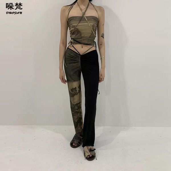 women's pants & capris duofan y2k street style bandage women fashion drawsting patchwork straight trousers club summer streetwear, Black;white
women's pants & capris duofan y2k street style bandage women fashion drawsting patchwork straight trousers club summer streetwear, Black;white