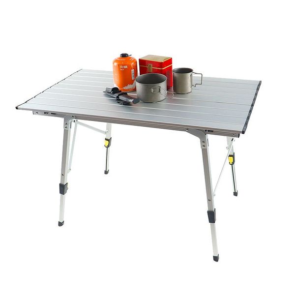 light adjustable fold-in-half commercial grade table, white granite