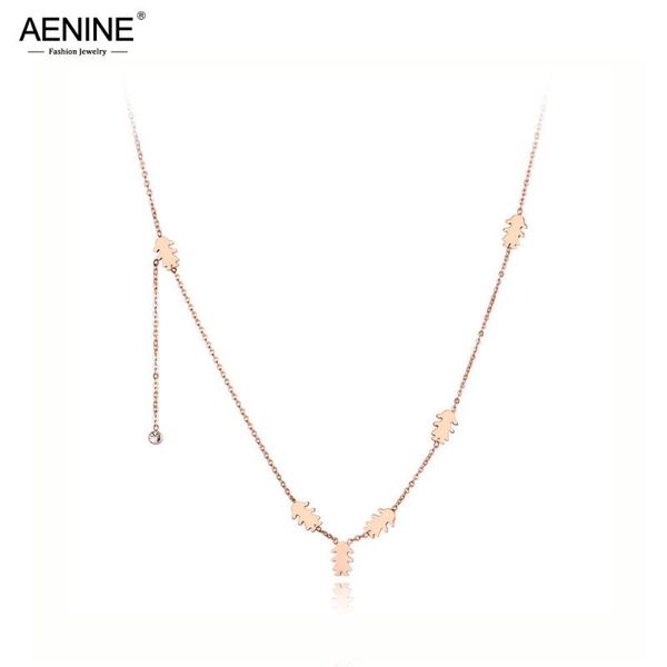 chokers aenine fashion titanium stainless steel 6pcs girls charm necklaces jewelry cz crystal pendant chain necklace for an19073, Golden;silver