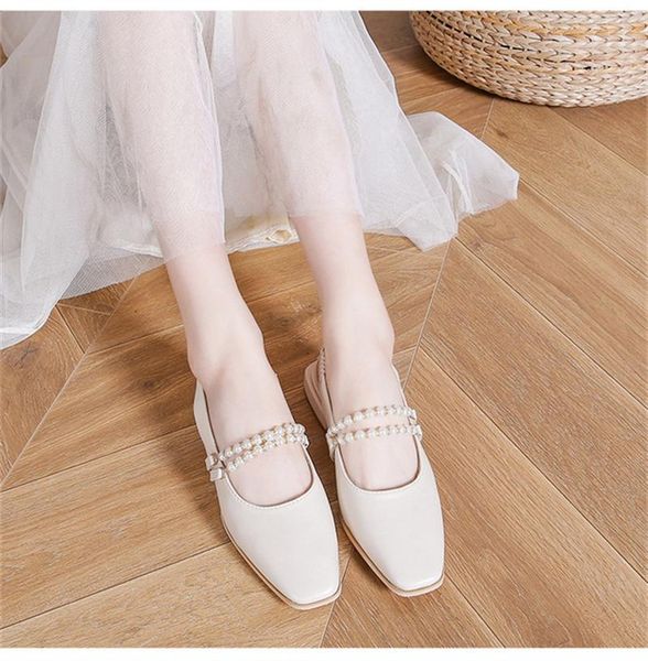 sandals french flat toe cap women 2021 wild square pearl low heel thick small fragrance mary jane shoes, Black
sandals french flat toe cap women 2021 wild square pearl low heel thick small fragrance mary jane shoes, Black