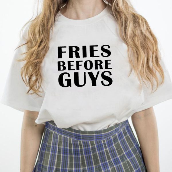women's t-shirt fries before guys funny t shirt women o-neck short sleeve tshirt black casual tee femme tshirts cotton, White
women's t-shirt fries before guys funny t shirt women o-neck short sleeve tshirt black casual tee femme tshirts cotton, White
