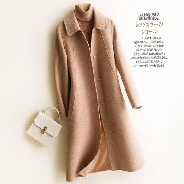 women's wool & blends winter women coat 2021 casual elegant jacket autumn overcoat covered button long ladies large size outwear blend, Black
women's wool & blends winter women coat 2021 casual elegant jacket autumn overcoat covered button long ladies large size outwear blend, Black