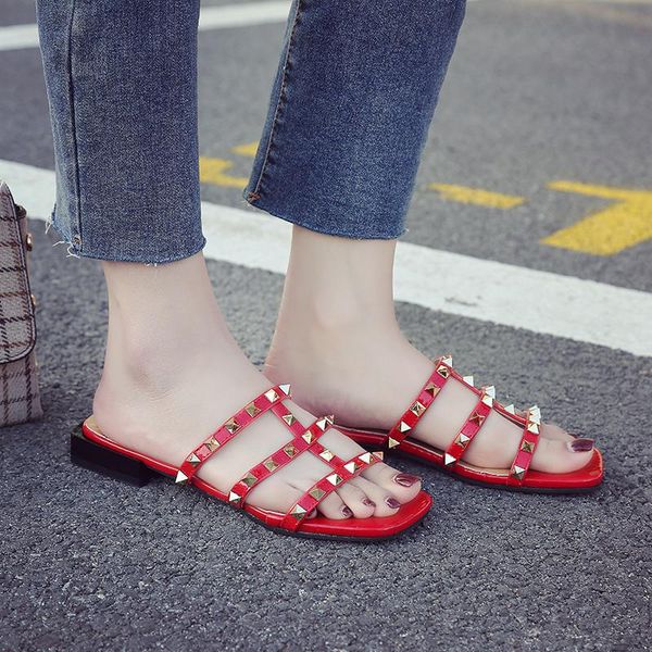 women sandals shoes solid color open toe falt summer rivet casual beach non-slip flat slippers girls fashion holiday slides, Black
women sandals shoes solid color open toe falt summer rivet casual beach non-slip flat slippers girls fashion holiday slides, Black