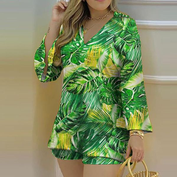 women's tracksuits women 2pcs set hawaiian palm printed t shirts and shorts summer short sleeve v-neck casual streetwear outfit for wom, Gray
women's tracksuits women 2pcs set hawaiian palm printed t shirts and shorts summer short sleeve v-neck casual streetwear outfit for wom, Gray