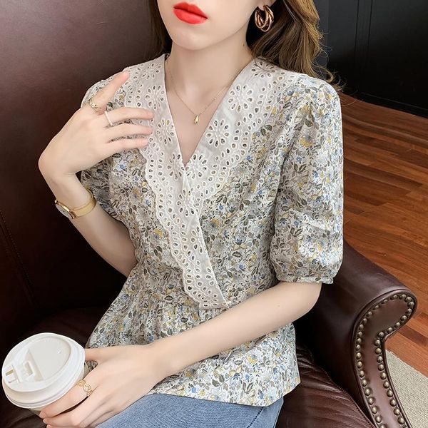 women's blouses & shirts chiffon slim casual blouse fashion short sleeve shirt lace floral v-neck pullover summer houthion, White
women's blouses & shirts chiffon slim casual blouse fashion short sleeve shirt lace floral v-neck pullover summer houthion, White