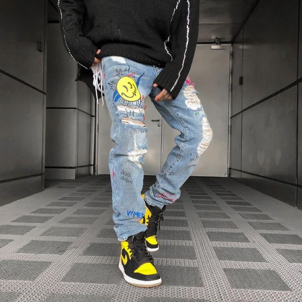 printed hole jeans men's slim hip hop street dance skinny jeans lovers men pencil pants long trousers mens clothing, Blue
printed hole jeans men's slim hip hop street dance skinny jeans lovers men pencil pants long trousers mens clothing, Blue