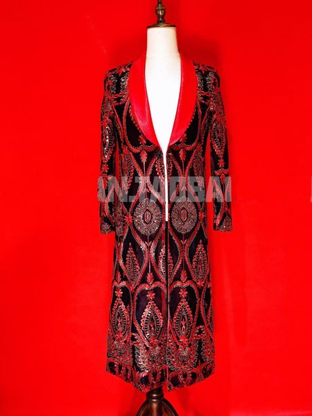 new male singer nightclub bar red sequins overcoat long coat punk dancer stage concert performance long blazer customized s-4xl, Black;red
new male singer nightclub bar red sequins overcoat long coat punk dancer stage concert performance long blazer customized s-4xl, Black;red