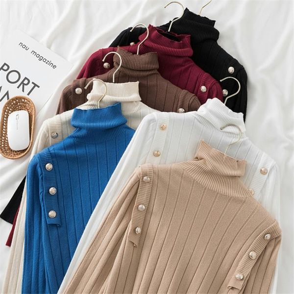 women's sweaters designer button sweater autumn winter turtleneck knitted and pullovers chic fashion pull femme sueter mujer, White;black
women's sweaters designer button sweater autumn winter turtleneck knitted and pullovers chic fashion pull femme sueter mujer, White;black