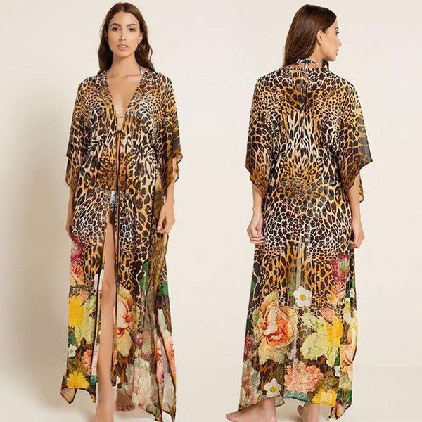 women's swimwear chiffon leopard dot oversized cardigan beach sunscreen coat bikini blouse swimsuit, White;black
women's swimwear chiffon leopard dot oversized cardigan beach sunscreen coat bikini blouse swimsuit, White;black