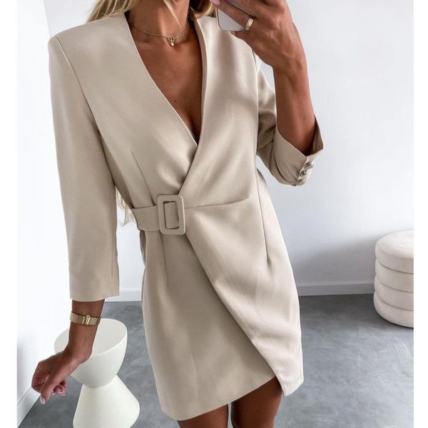 casual dresses office lady wrap blazer dress women v neck autumn winter short elegant female long sleeve slim belt vestidos 2021, Black;gray
casual dresses office lady wrap blazer dress women v neck autumn winter short elegant female long sleeve slim belt vestidos 2021, Black;gray