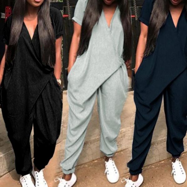 women's jumpsuits & rompers women casual loose long jumpsuit deep v neck short sleeve tie-waist pocket summer playsuit plus size grey/b, Black;white
women's jumpsuits & rompers women casual loose long jumpsuit deep v neck short sleeve tie-waist pocket summer playsuit plus size grey/b, Black;white