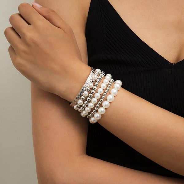 link, chain european and american style jewelry, ethnic handmade beaded imitation pearl bracelet ins retro design ccb bead jewelry, Black
link, chain european and american style jewelry, ethnic handmade beaded imitation pearl bracelet ins retro design ccb bead jewelry, Black