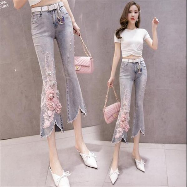 women's jeans washed mill white denim pants 2021 three-dimensional flower beaded irregular fashion elegance women, Blue
women's jeans washed mill white denim pants 2021 three-dimensional flower beaded irregular fashion elegance women, Blue