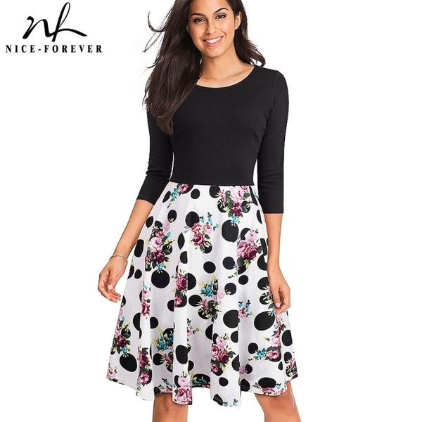 casual dresses nice-forever autumn women elegant floral patchwork a-line flare dress a057, Black;gray
casual dresses nice-forever autumn women elegant floral patchwork a-line flare dress a057, Black;gray