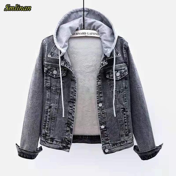 women's jackets smlinan autumn winter thick cotton liner padded denim jacket women single breasted hooded casual jeans coat female plus, Black;brown
women's jackets smlinan autumn winter thick cotton liner padded denim jacket women single breasted hooded casual jeans coat female plus, Black;brown