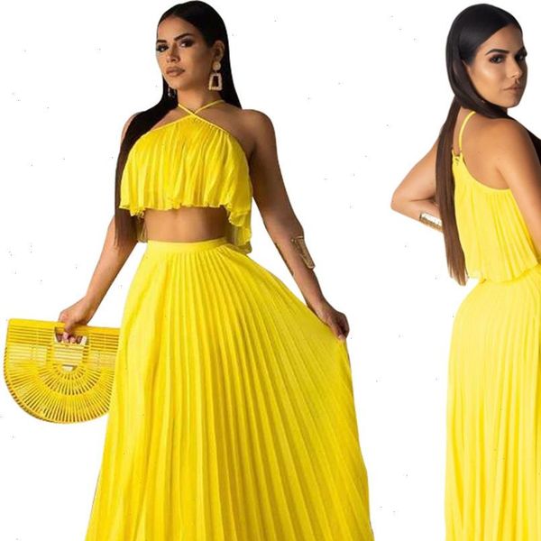 new slinged pleated open back navel chiffon shirt. floor length a line pleated skirt double layer fabric fashion skirt two piece, Gray
new slinged pleated open back navel chiffon shirt. floor length a line pleated skirt double layer fabric fashion skirt two piece, Gray