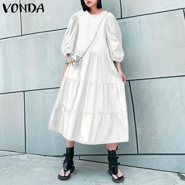 casual dresses 3/4 sleeve party long dress vonda 2021 women loose solid pleated robe kleid sundress plus size bohemian vestidos s-5xl, Black;gray
casual dresses 3/4 sleeve party long dress vonda 2021 women loose solid pleated robe kleid sundress plus size bohemian vestidos s-5xl, Black;gray