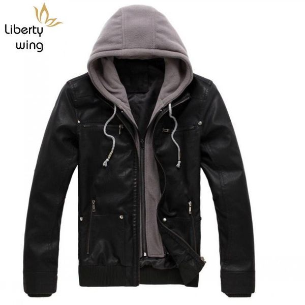 men's fur & faux casual korean autumn mens hooded outerwear coats moto biker slim hat detachable male pu leather jackets plus size, Black
men's fur & faux casual korean autumn mens hooded outerwear coats moto biker slim hat detachable male pu leather jackets plus size, Black