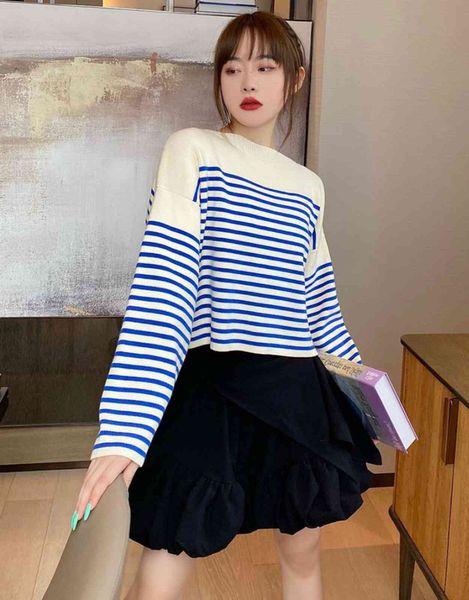 french ce home navy sweater women's 21 loose pullover sea soul stripe long sleeve t-shirt, White
french ce home navy sweater women's 21 loose pullover sea soul stripe long sleeve t-shirt, White