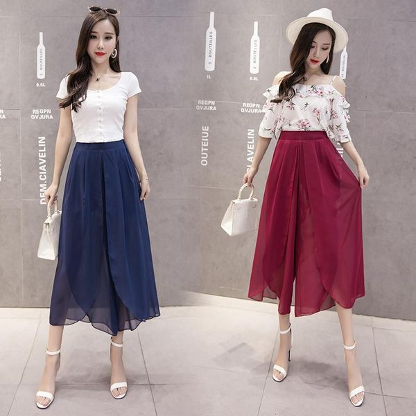 women's pants & capris chiffon wide-leg women spring summer fashion loose cropped female size 4xl, Black;white
women's pants & capris chiffon wide-leg women spring summer fashion loose cropped female size 4xl, Black;white