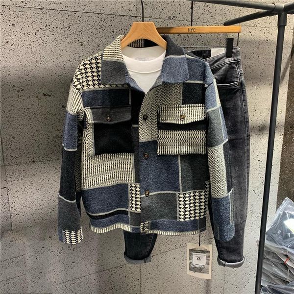men's wool & blends autumn men winter fashion casual stitching jackets male slim warm long-sleeved outwear plaid pockets overcoats o677, Black
men's wool & blends autumn men winter fashion casual stitching jackets male slim warm long-sleeved outwear plaid pockets overcoats o677, Black