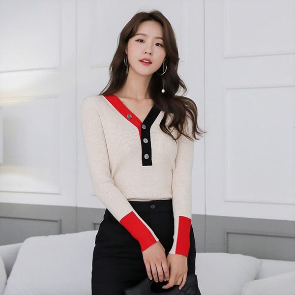 knitted women fall fashion womens sweaters pullover v collar contrast color wool jumpers pull femme female knit, White;black
knitted women fall fashion womens sweaters pullover v collar contrast color wool jumpers pull femme female knit, White;black