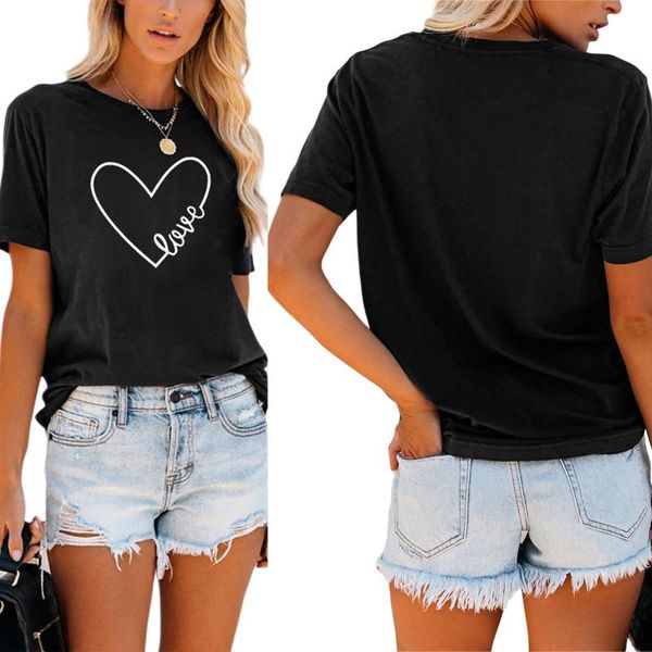 women's t-shirt 2021 female t-shirt, heart letter print round collar short sleeve blouse for summer, White
women's t-shirt 2021 female t-shirt, heart letter print round collar short sleeve blouse for summer, White