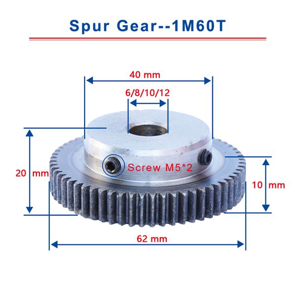 1 piece 1m60t spur bore size 6 8 10 / 12 mm low carbon steel material metal gear for motor
1 piece 1m60t spur bore size 6 8 10 / 12 mm low carbon steel material metal gear for motor
