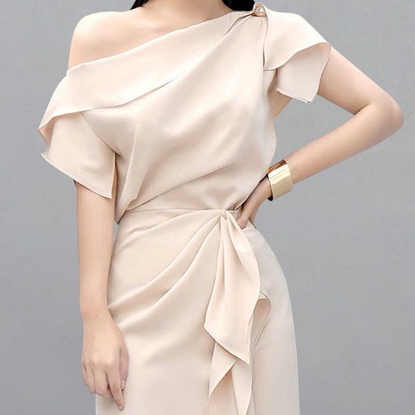 two piece dress trend ruffles 2 set elegant women one shoulder shirt + drapped split long skirt office clothing 4yph, White
two piece dress trend ruffles 2 set elegant women one shoulder shirt + drapped split long skirt office clothing 4yph, White