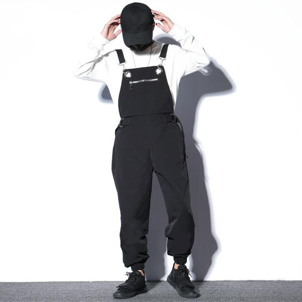 men's pants male women hip hop jumpsuits trousers men casual zipper bib pant streetwear harem overalls, Black
men's pants male women hip hop jumpsuits trousers men casual zipper bib pant streetwear harem overalls, Black