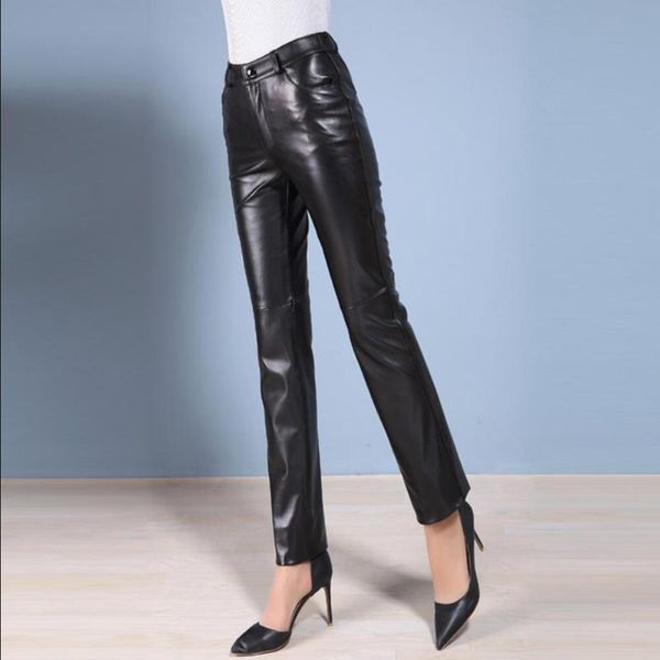 women's pants & capris autumn and winter fashion genuine leather trousers thin head sheepskin straight fit slim casual, Black;white
women's pants & capris autumn and winter fashion genuine leather trousers thin head sheepskin straight fit slim casual, Black;white