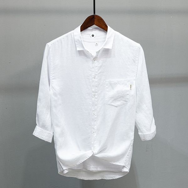 2021 new style spring and summer pure linen brand casual breathable shirts for men three-quarter sleeve shirt mens qwy9, White;black
2021 new style spring and summer pure linen brand casual breathable shirts for men three-quarter sleeve shirt mens qwy9, White;black