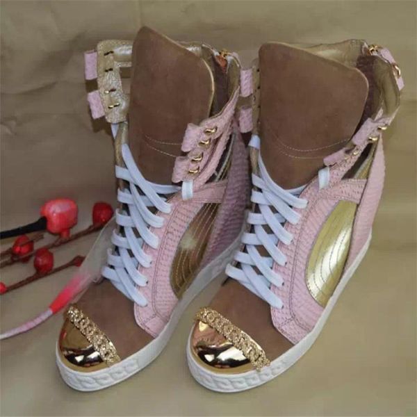 boots patchwork height increasining women casual shoes wedges sneakers genuine leather metal toe pink lace up platform, Black
boots patchwork height increasining women casual shoes wedges sneakers genuine leather metal toe pink lace up platform, Black