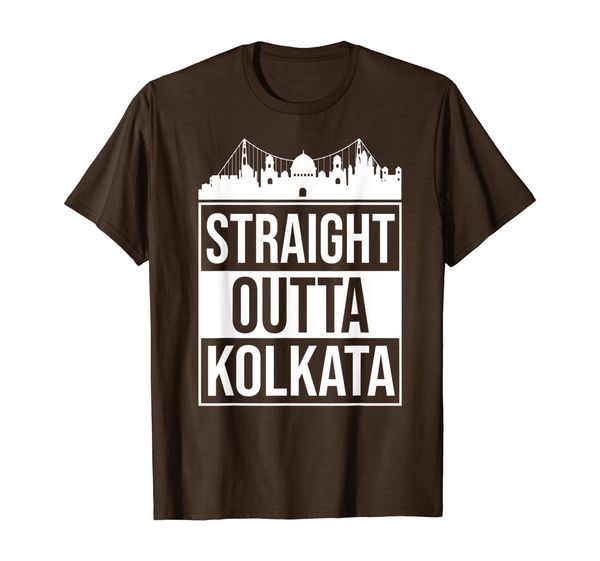 straight outta kolkata culcutta bengali t-shirt, White;black