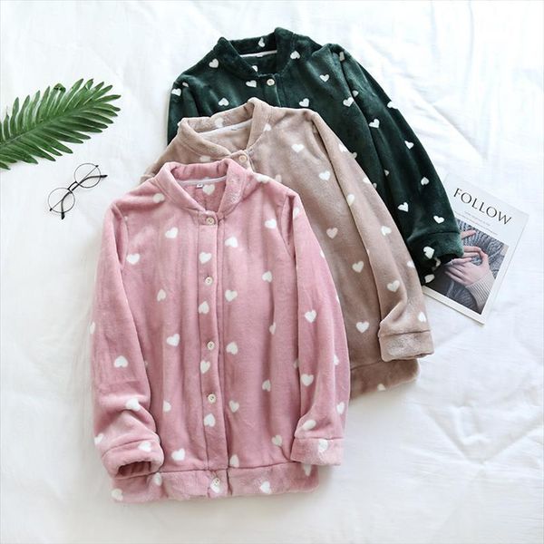 winter pajama coat homewear flannel women sleepwear thicken casual shirts soft warm heart printed lounge wear pijama mujer, Black;red
winter pajama coat homewear flannel women sleepwear thicken casual shirts soft warm heart printed lounge wear pijama mujer, Black;red