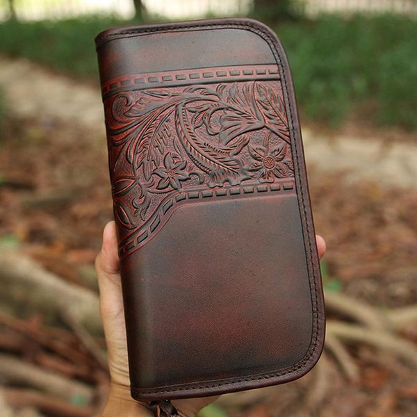 yourseason female retro large clutch wallet 2021 handmade leather carved mens card holder genuine leather floral purse, Red;black
yourseason female retro large clutch wallet 2021 handmade leather carved mens card holder genuine leather floral purse, Red;black