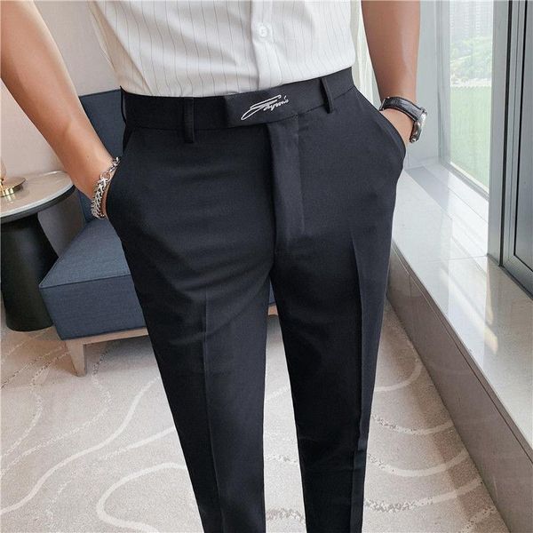 men's suits & blazers men's trendy fashion embroidered slim men dress pants korean business casual black white mens social trousers, White;black
men's suits & blazers men's trendy fashion embroidered slim men dress pants korean business casual black white mens social trousers, White;black