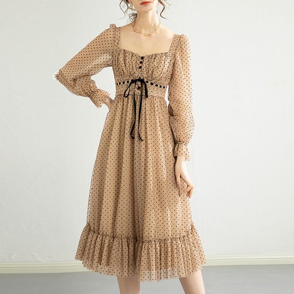 casual dresses french long sleeve polka dot vintage women mesh chiffon elegant boho beach robes vestidos tkjw, Black;gray
casual dresses french long sleeve polka dot vintage women mesh chiffon elegant boho beach robes vestidos tkjw, Black;gray