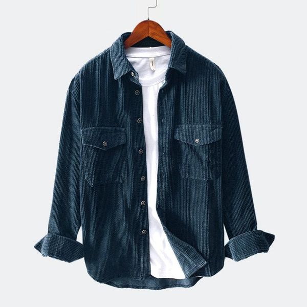 men's casual shirts clothing 2021 european american corduroy long-sleeved thick retro camisas para hombre, White;black
men's casual shirts clothing 2021 european american corduroy long-sleeved thick retro camisas para hombre, White;black