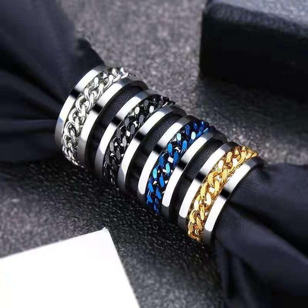 cluster rings 2021 cool stainless steel rotatable men couple ring spinner chain rotable punk women man jewelry for party, Golden;silver
cluster rings 2021 cool stainless steel rotatable men couple ring spinner chain rotable punk women man jewelry for party, Golden;silver